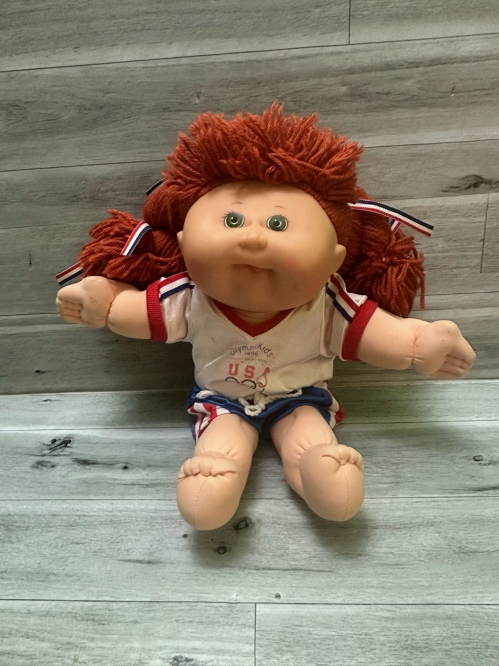 Olympic CPK   USA 1996 Kids Red-Head Rag Doll with Green Eyes